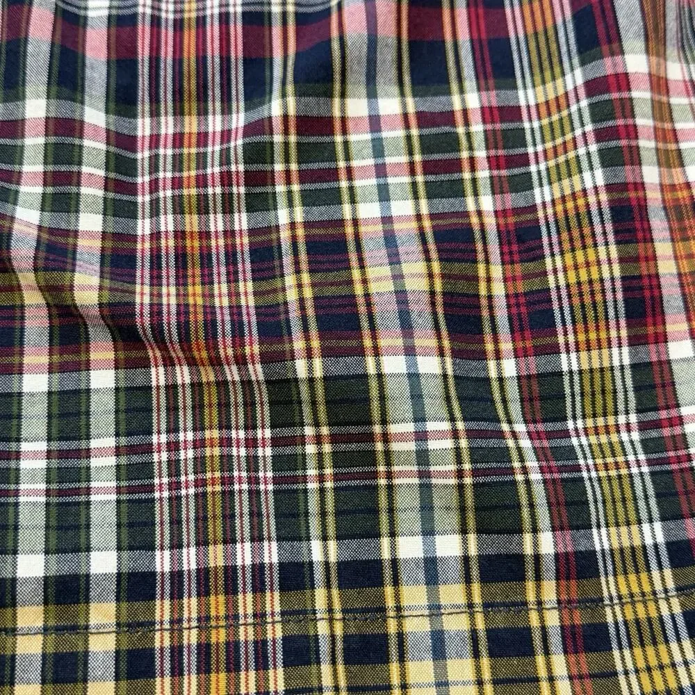 Vintage Polo Ralph Lauren Tyler Shorts Mens 35 Madras Plaid Pleated Cotton